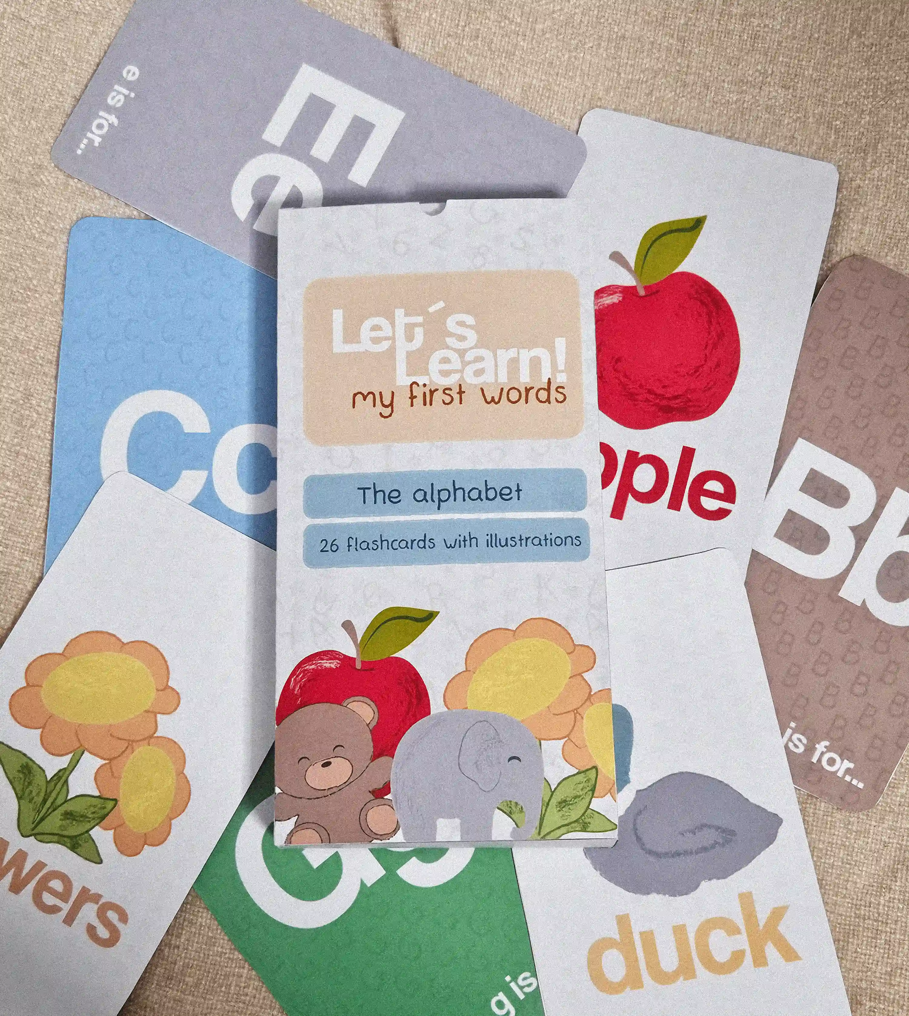 Let´s Learn! My first words packaging y tarjetas